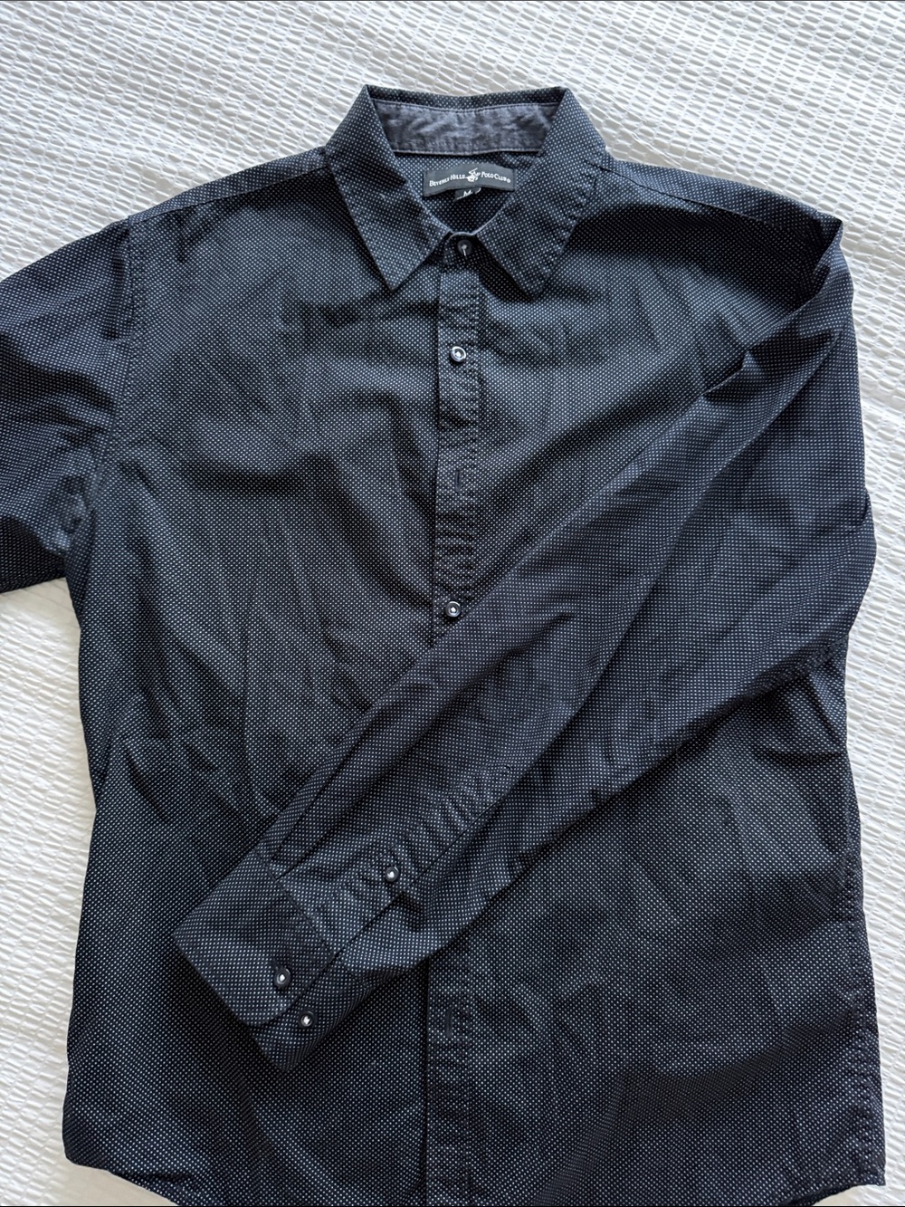 Beverly Hills Polo Club Black Tiny Dot Long-Sleeve Dress Shirt